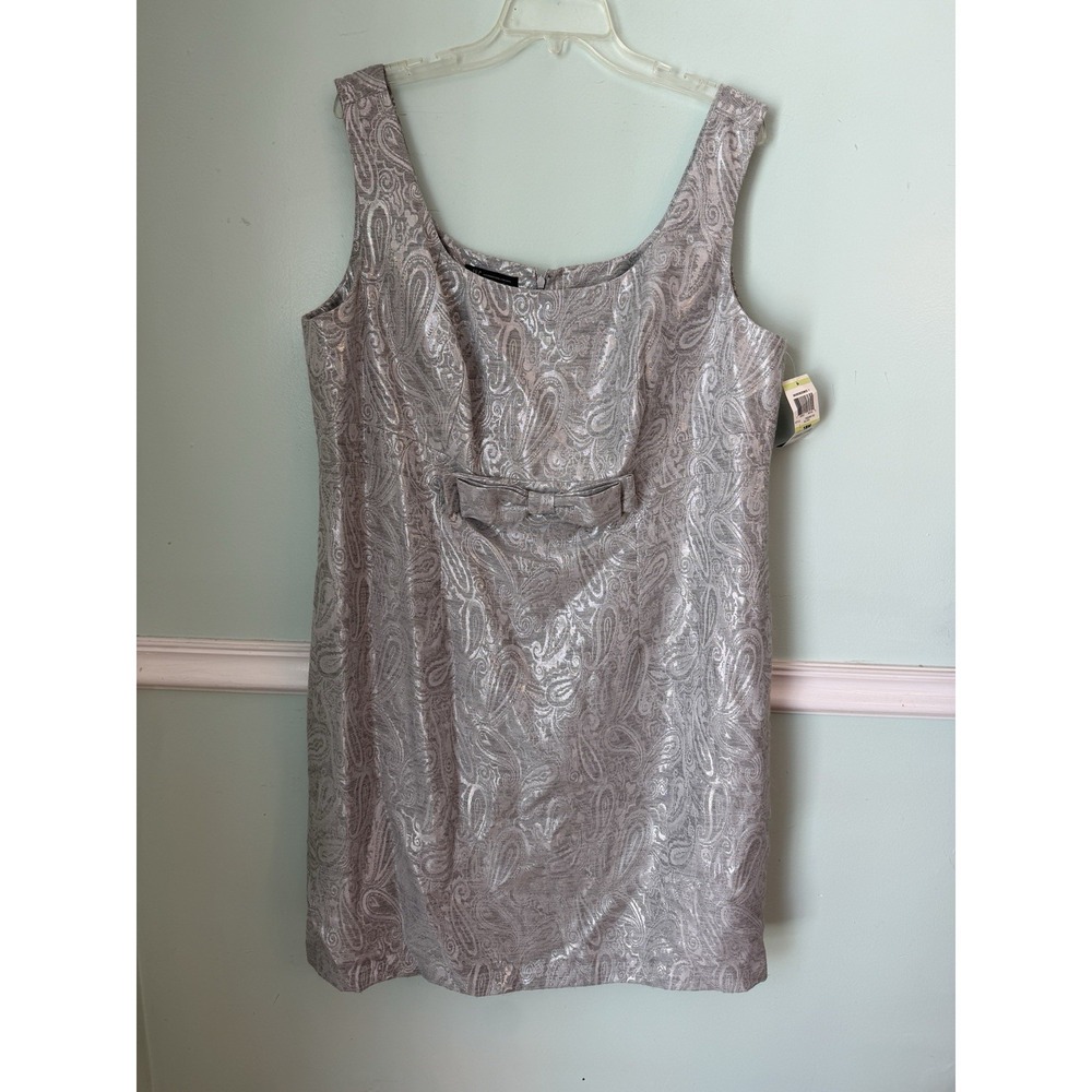 INC International Concepts Women's Silver Metalic Sleeveless Dress sz 18W